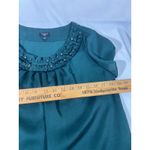 Talbots Petites Embellished Neckline Pleated Blouse Women Emerald Green Size 12P Photo 6