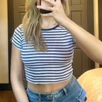 Brandy Melville Purple Striped Cropped Tee Photo 0