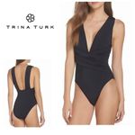 Trina Turk New.  black wrap one piece. Size 4. Retails $152 Photo 1