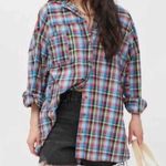 Urban Outfitters Oversized Bryce Plaid Longline Button-Down Shirt $88 EUC S Photo 13