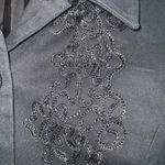 Vintage David Brooks Black Velvet Embroidered Cropped Button Front Jacket Size 6 Photo 4