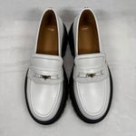 Maje Loafers White Leather Platform Lug Sole Medallion Detail Size 39 Photo 2