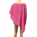 Pink Floral Semi Sheer Asymmetrical Poncho One Size Lightweight Daywear Coverup Size L Photo 5