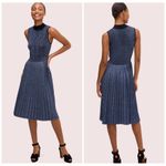 Kate Spade New York Metallic Knit Pleated Mock Neck Midi Sweater Dress Size L Photo 3