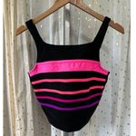 Longitude Women's Square Neckline Built In Bra Stripe Swimsuit Tankini Top 8 Photo 0