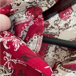 Vintage DONNKENNY Women Top Red Tan Paisley‎ Button Up Career Mature 80s Cottage Size undefined Photo 4