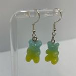 NEW Y2K gummy bear earrings silver blue green resin pierced Photo 9