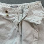 ZARA  Woman Denim Jean Skort Shorts White High Waisted Frayed Hem Asymmetrical Photo 5