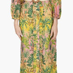 America & Beyond Endless Summer Tropical Floral Ruffle Shirt Dress Beaded Belt M Green Size M Photo 0