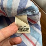 L.L. Bean 100% Linen Striped Hoodie Lightweight Top With Kangaroo Pocket Size XL Photo 3
