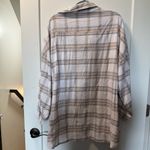 Blue B Collection Women's Oversized 100% Cotton Plaid OverShirt White Neutral‎ M Size M Photo 3