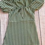 Madewell Size XXS Jacquard Puff-Sleeve Mini Dress Green Gingham Check Photo 3