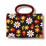 MCM 1960s Vtg MOD LADY'S PRIDE lucite handle FOLDING Handbag Shopper purse tote Brown Photo 1