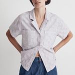 Madewell  Garment Dyed Checkerboard Button Up Shirt Short Sleeve Lavender Size XS Photo 0