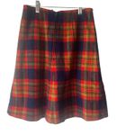 Vintage 90s Size XS Wool‎ Blend Red Plaid Academia Tweed Above Knee Skirt Photo 3