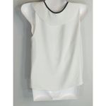 ZARA  White & Black Blouse‎ Women's XS Tie Neck Flowy Casual Top Academia Preppy Photo 3