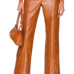 Bardot  Croc Faux Leather Pants in Tan Croc 8 Womens Vegan Trousers Photo 0