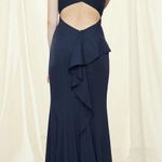 Amsale Long Bridesmaid Dress Gwyneth Navy Blue Size 4 Photo 3