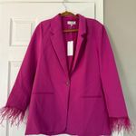 WAYF  Fuscia Pink Feather Fur Sleeve Trim Blazer Glamorous Hot Date Night NWT Photo 4