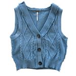 Free People Denson Cable Knit Vest in Blue Size Large Gently Used Boho Fall Photo 1