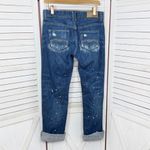 EXPRESS Distressed Bleach Splatter Baggy Straight Leg Boyfriend Jeans Blue 2 Photo 1