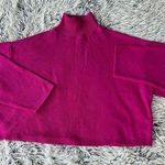 ZARA Sweater Womens Pink Oversized Slouchy Boxy Crop Pullover High Mock Neck Photo 0