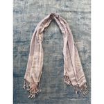 Bindya Pale Pink Gray Paisley Scarf w Fringe Pink Photo 1