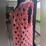 Vintage handmade 70/80s pink crochet open weave tunic vest, one size Photo 10