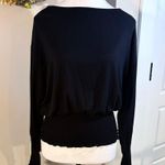 Madewell NWT Smock Waist and Cuff Long-Sleeve Stretch Knit Black Top~Medium 🧡 Photo 0