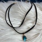 Black Choker with Blue Marquise Pendant Photo 1