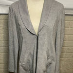 CAbi Drop-Off Gray Pin-Striped Zipper Hi-Low Jacket #5300 Medium Polyester Rayon Photo 0