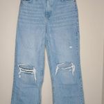 ZARA High Rise Wide leg Ripped Jeans Denim Blue Size 8 Photo 0