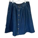 Sonoma Vintage Denim Pleated Skirt with gold brass buttons Size 18 Photo 0