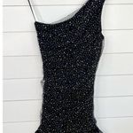 Violet Weekend Black Mini Ruffled Trim Rhinestone Glitter One Shoulder Dress 5/6 Size undefined Photo 2