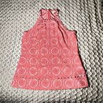 Michael Kors Coral Halter Circle Geometrical Fitted Tank with Gold Metal Studs Photo 7