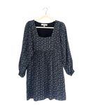 Joie  Jade Gathered babydoll Mini Dress Graphite floral Sz S cottage core peasant Photo 3