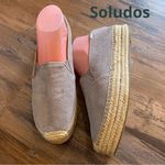 Soludos  Malibu Perforated Gray Suede Double High Platform Espadrilles Size 10 Photo 1