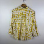 Chico's  Floral Leaf Print Button Up Shirt Sz 2 (12) Yellow Office Coastal‎ Travel Photo 2