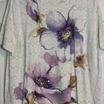 Alfred Dunner Women's Short Sleeve Top, Floral Patter, White/Purple, Sequin, XL White Photo 0