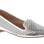 J.Crew  CLEO Silver Mirror Metallic Leather Perforated Loafers Size 7.5 M Photo 0