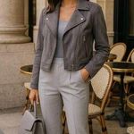 Philosophy  Soft Suede Moto Jacket Streetwear Soft Grunge Fall Autumn Winter Boho Photo 1