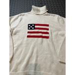 Liz Claiborne  Sport Vintage Y2K American Flag Sweater Knit White‎ Cotton Large Photo 1