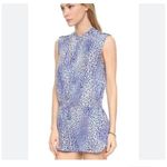 Rebecca Taylor  Leo Fever Blue Leopard Silk Romper Size 4 Photo 7