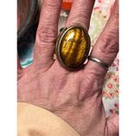 Adjustable Stretchy Large Tigers Eye Men or Women’s Statement Vintage Ring Brown Photo 11
