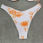 Floral Ruched Two Piece Bikini Set White Orange Tropical Shirred Cheeky Medium Photo 3
