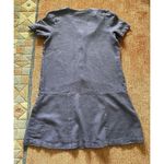 Vintage Blue Cactus Linen Dress Made in USA Boho Painted Print Drop Waist M/L Purple Size M Photo 5