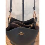 Coach Town Bucket Bag Black Pebbled Leather 9122 Gold Hardware Photo 3