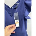 Rachael Roy Cropped Jumpsuit Womens Navy Ruffled Sleeves V Neck Blue Photo 5