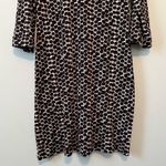 Papillon Blanc Dress Polka Dot Scoop Neck 3/4 Sleeve Black Brown Cream Sz XL EUC Photo 5