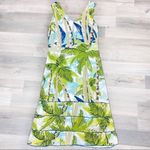 Weekend Traffic Tropical Print Tiered Hem Sleeveless Shift Dress XS Blue Photo 9